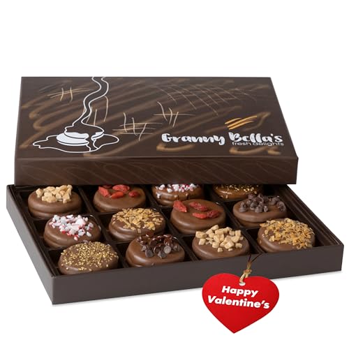 Granny Bellas Valentines Day 12 Chocolate Covered Cookies, Gift Basket for Him, Her...