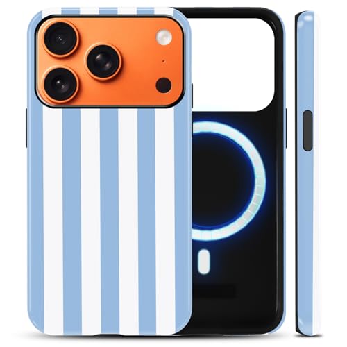 Coque iPhone 17 Pro Max à rayures bleues pour un style estival quotidien