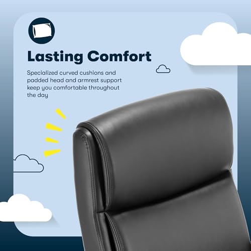 Serta Comfort Ergo Executive Office Chair with Lumbar Support, Black Bonded Leather