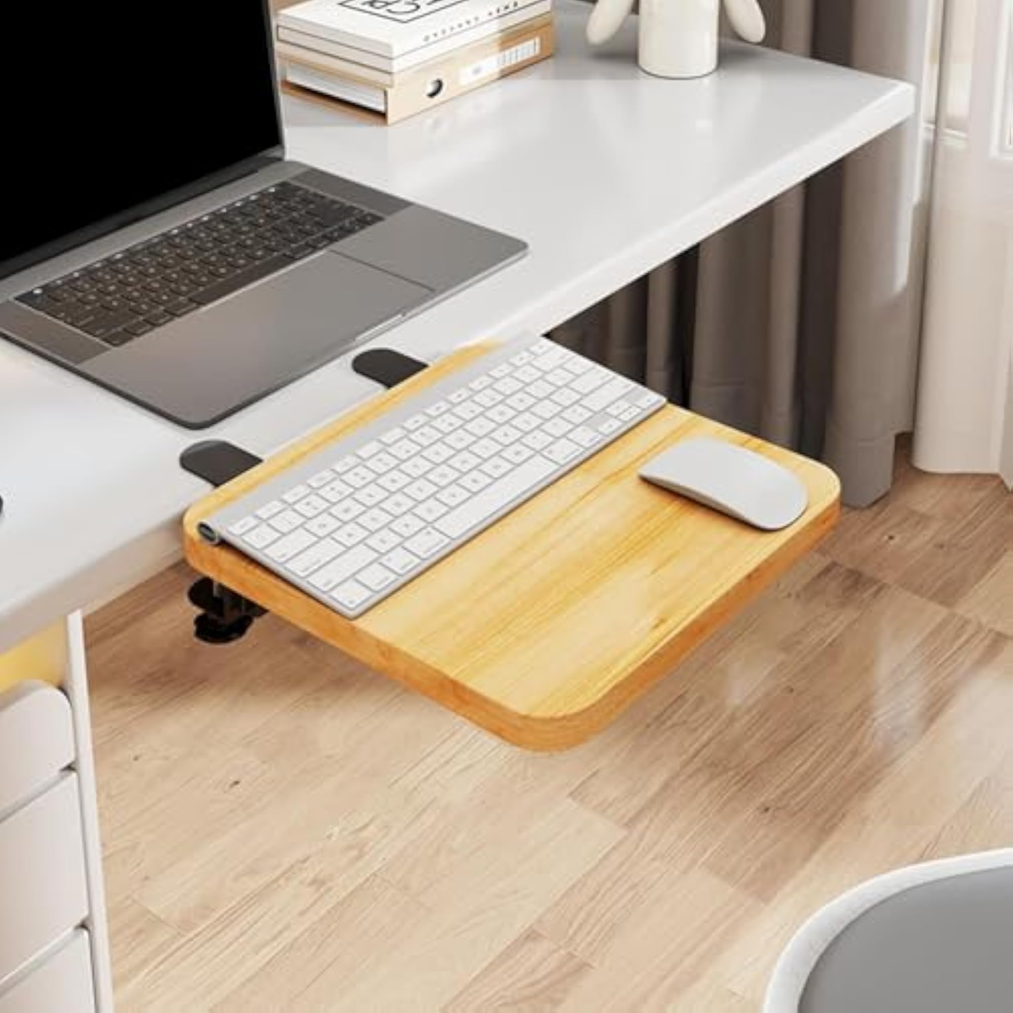 Desk Extender Tray Clamp on Desk Extender Shelf Board Table Mount for Office