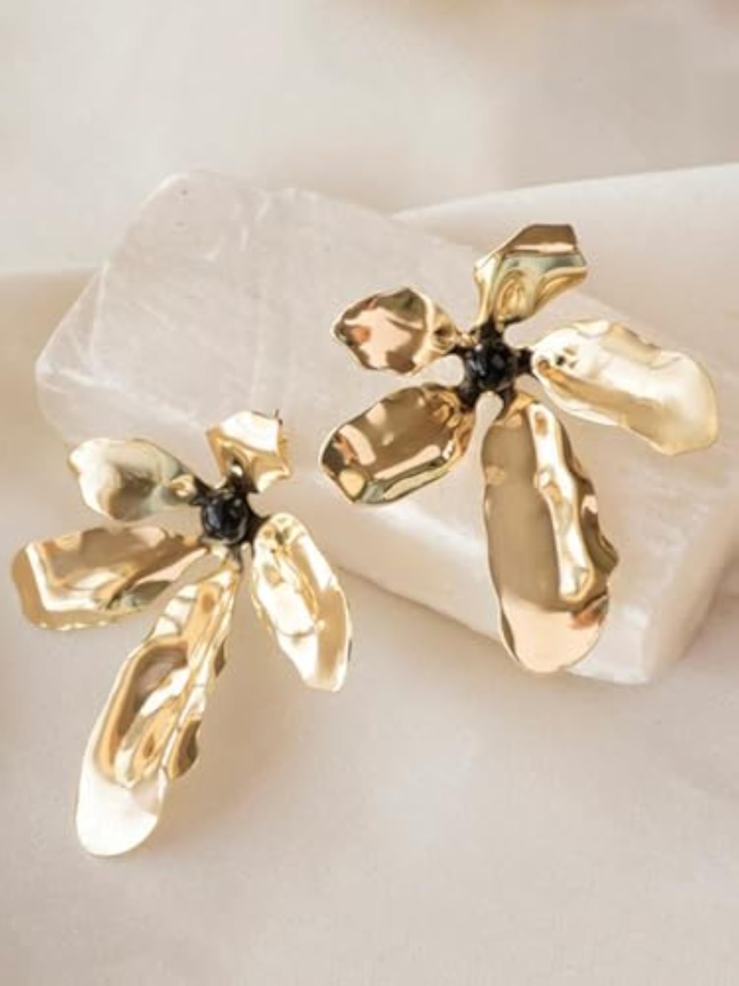 Bohey by Statement Toned Sculpted Floral Stud Earrings