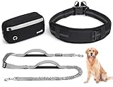 Pecute Joggingleine Hunde Mit Breiter Bauchgurt für Große/Mittel 15-55kg, wasserdichte Bauchtasche, Hundeleine zum Joggen Multifunktional Freie Kombination| Stoßdämpfendes Bungee, Dick Doppelgriffe