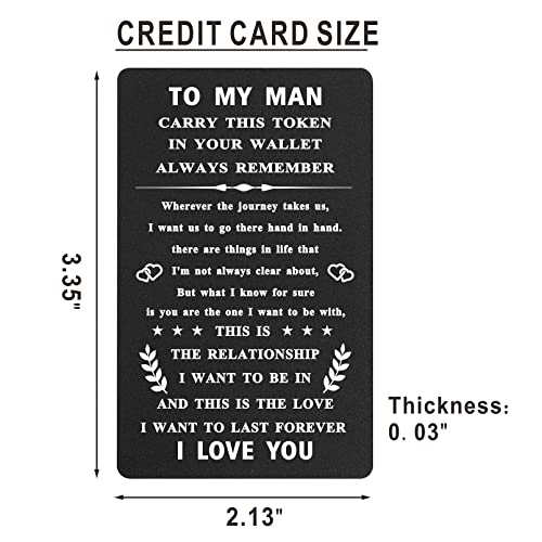 TGCNQ To My Man Wallet Insert, I Love You Gifts for Him Boyfriend Unique, Boyfriend Birthday Card, Anniversary Wedding Gifts for Huband, Valentines Day Gift for Men Christmas Stocking Stuffers2