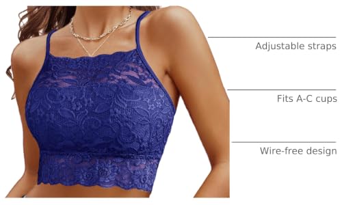 Image of Avidlove Lace Bralette for Women High Neck Camisoles Racerback Double-Layered Crop Top