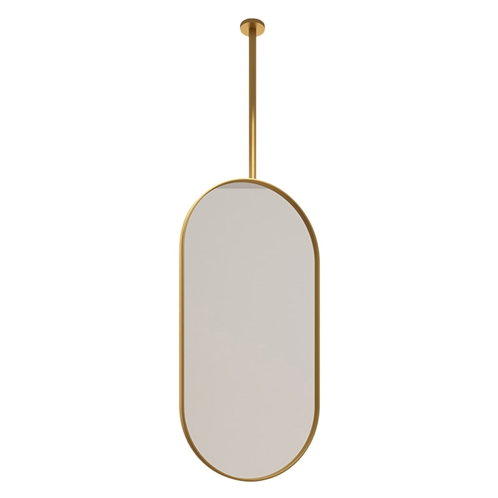 Specchio per asta sospesa a soffitto con struttura in metallo e asta, specchio semplice decorativo da parete per bagno chiaro e pratico, specchi da barba (dimensioni : 40cmx70cm)