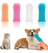 Dog Toothbrush Set, 360º Pets Teeth Cleaning Toothbrush for Dogs Cats Dental Care, Silicone Finge...