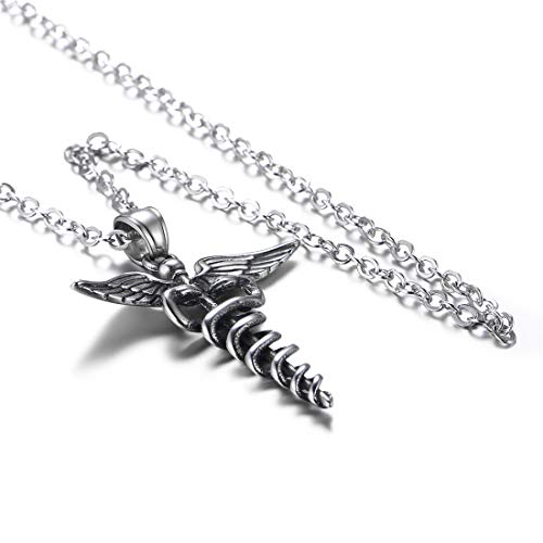 U7 Stainless Steel Caduceus Angel Nursing Themed Pendant Nurse Rn Necklaces For Men Women #TOP5