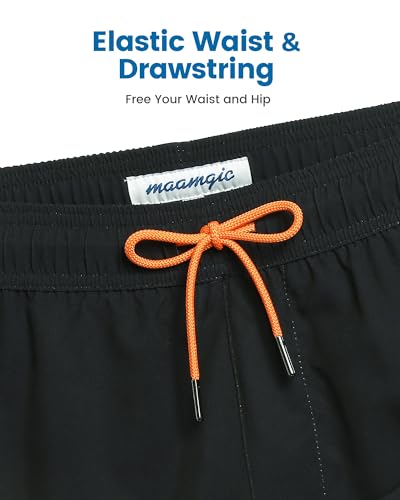 Image of maamgic 5inch Mens Swim Trunks with Compression Liner 2-in-1 Swimming Shorts Stretch Quick Dry with Zipper Pockets