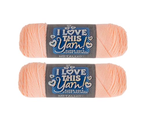 Image of Hobby Lobby Metallic I Love This Yarn, 758 Blush Sparkle, Set of 2 | 4 Medium Weight, Acrylic & Metallic Polyester, 252 Yards Per Skein