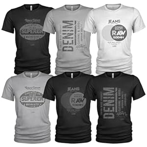Herren 6er Pack T-Shirt Set Lässiges T Shirt mit O-Ausschnitt