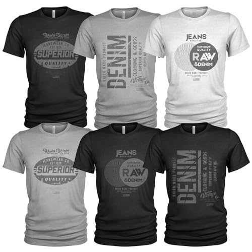 Herren 6er Pack T-Shirt Set Lässiges T Shirt mit O-Ausschnitt