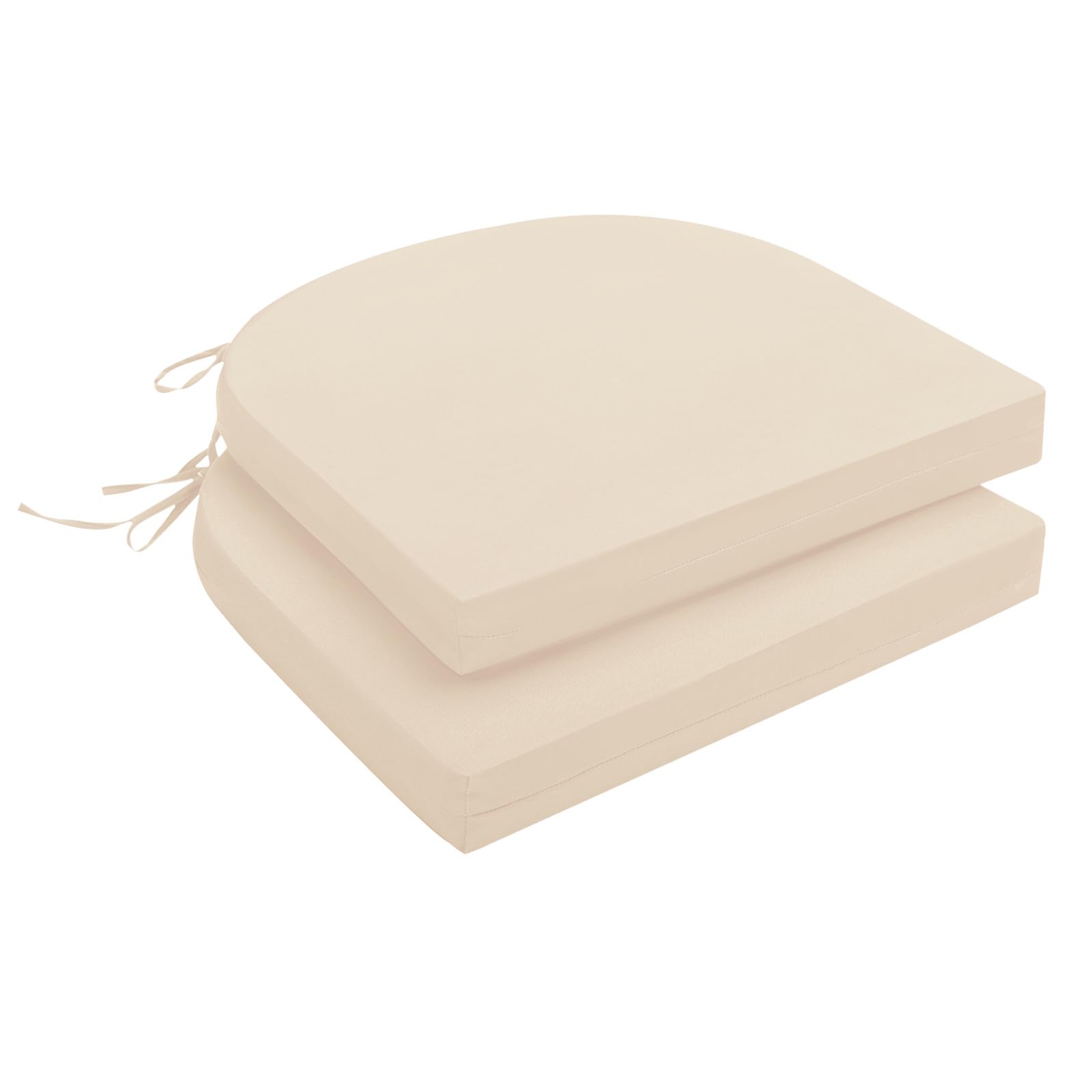 downluxe Outdoor Chair Cushions Set of 2 for Patio Furniture, Water-Resistant Patio Chair Cushions with Ties, High Density Foam Outdoor Seat Cushion, 17" X 16" X 2", Beige