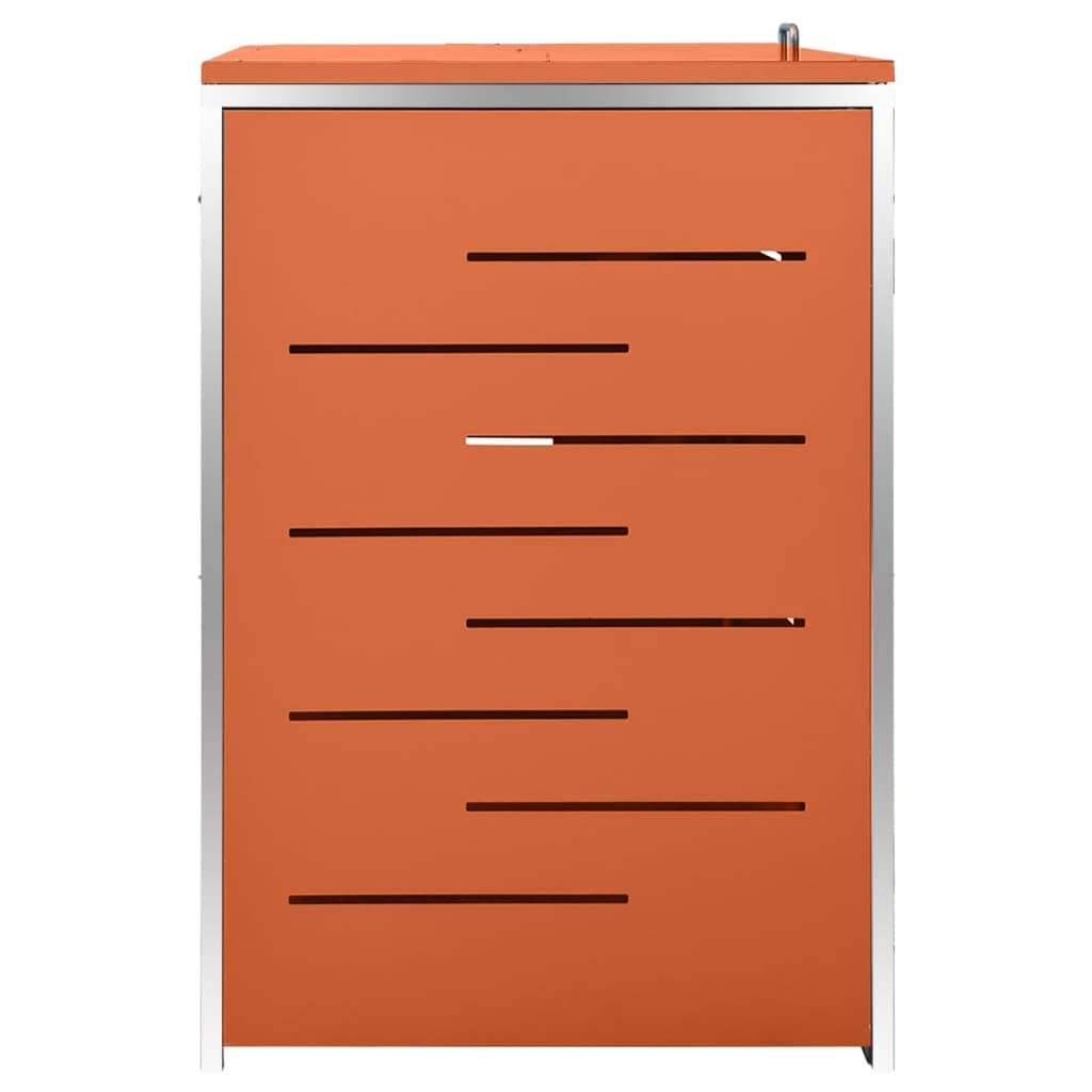 HUAKEHOM Mülltonnenbox für 3 Tonnen Abschließbar Rostfrei Müllbox Mülltonnenverkleidung Müllcontainer Gartenbox Mülltonne 207x77,5x112,5 cm Edelstahl Orange