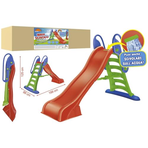 Estatoys - Scivolo Pieghevole per bambini - Dimensioni L 188 x H 125 x P 88 cm - Getto d'acqua integrato - in Plastica - 42355 Globo Giocattoli