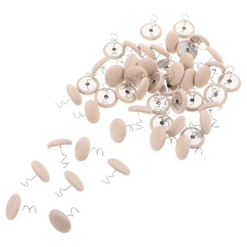 Artibetter 50 Tachuelas Giratorias para Tapicería Pasadores Antideslizantes de Acero Inoxidable Recubrimiento de Tela Color Beige 50 Unidades para Fijar Faldones de Cama y Fundas de Sofá