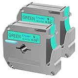 Cruxer 2 Pack Replacement for P Touch M-K721 MK721 M721 Black on Green 9mm 0.35 3/8 M Tape Green for Ptouch PT-M95 PT-80 PT-90 PT-70 PT-55 PT-65 PT-85 PT-45 PT-70BM PT-100 Label Maker