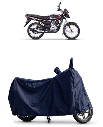 Image of Shield Heavy Duty Bike Cover for Bajaj Platina 110 | All-Season, Tear-Proof Fabric | with Side Mirror Pocket & Buckle Belt | Bajaj Platina 110 Bike Cover (Blue)