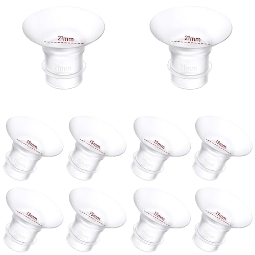 Flange Inserts 10PCS 13/15/17/19/21mm*2 Compatible with Momcozy S9/S9pro/S10/S12/S12pro/Spectra/Medela/TSRETE 24mm Breast Pump Shields/Flanges, Reduce 24mm Tunnel Down to Correct Size