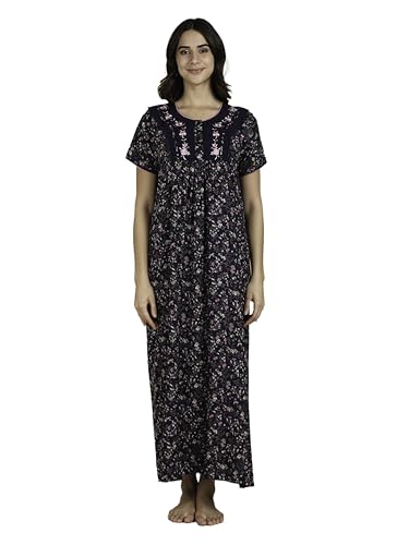 Image of 9shines Label Stylish Alpine Nighty Maxi for Women | Full Length Trendy Nightgown | Premium Nightdress | Nightwear | Embroidery Nighty with Pockets (2892)