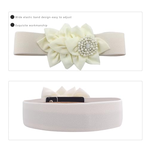 TeeYee Womens Elastic Big Décor Flowers Belt Wide Stretch Adjustable Fashion Waist Belt4