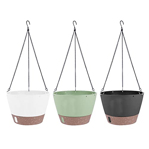 CARTBAE 10 Inch Plastic Hanging Flower Pots Removable Hanging Basket for Plants Home Decoration Hanging Planters