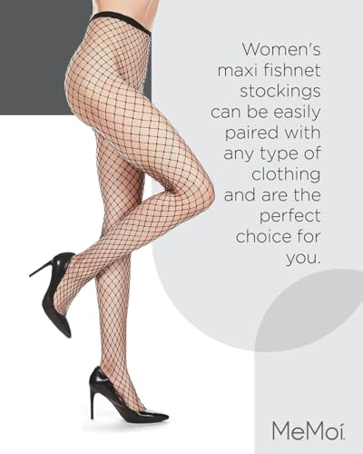 Image of MeMoi Maxi Fishnet Stockings for Women, Nylon Sexy Stockings, Comfortable and Breathable Fashion Tights