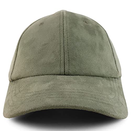 Image of Trendy Apparel Shop Plain Faux Suede Leather Adjustable Structured Baseball Cap