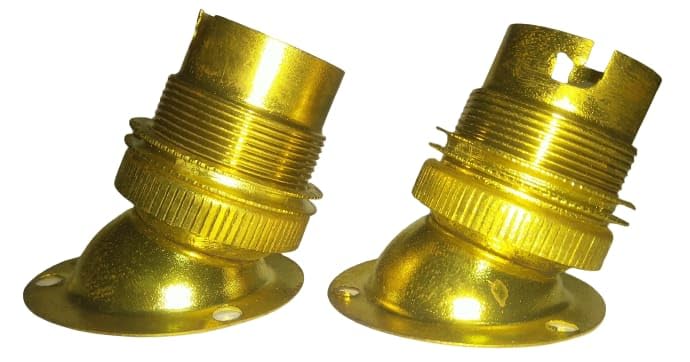 MT Heavy Duty Premium Brass Angle Bulb Holder for Lamp Base Socket, Light Socket for LED Electric Bulb Use in Home and Office, Color- Gold (Pack of 2)