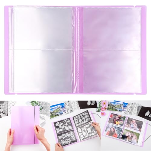 Álbum de almacenamiento grande para pegamentos y fotos Briartw con 80 bolsillos, material PP, bolsillos internos transparentes para tarjetas postales, sellos, troqueles de corte, pegamentos y organización de papel (morado) miniatura 1