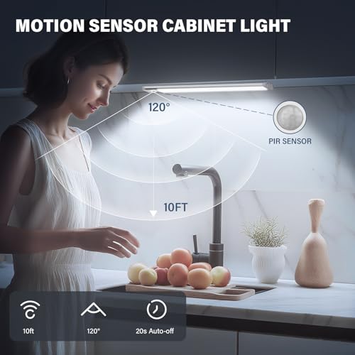Bilonly Under Cabinet Kitchen Lights, 40 LED Rechargeable Motion Sensor Lights Indoor, Magnetic Dimmable Under Cupboard Lights, Wireless LED Strip Light for Kitchen, Stairs, Wardrobe, Hallway, 2 Pack - Cosy Home Interiors Bilonly Under Cabinet Kitchen Lights, 40 LED Rechargeable Motion Sensor Lights Indoor, Magnetic Dimmable Under Cupboard Lights, Wireless LED Strip Light for Kitchen, Stairs, Wardrobe, Hallway, 2 Pack - Image 4