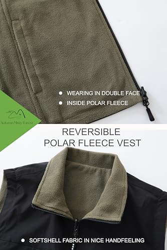 Men's Lightweight Fleece Vest Softshell Reversible Sleeveless Waterproof Jacket for Travel and Golf4