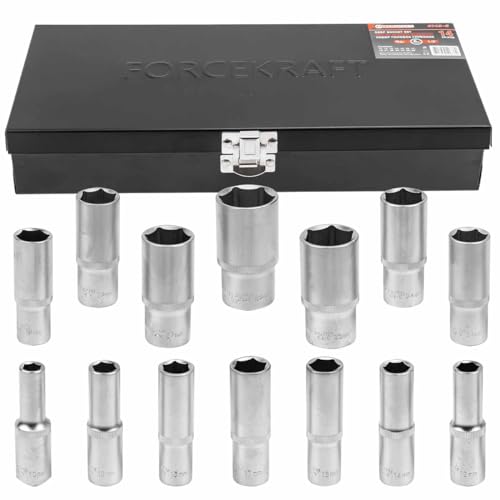 Steckschlüsselsatz 14-teilig 1/2 Zoll Hex-Nüsse 10–32 mm Impact Socket Set mit 6-Kant Design Robuster Werkzeugkoffer für Heimwerker und Profis