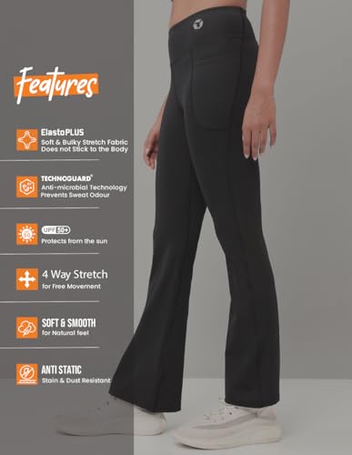 Image of TECHNOSPORT Women's Flare Fit High Rise Flared Fit Active Tights - (WPW116-123-P) Pack of 1