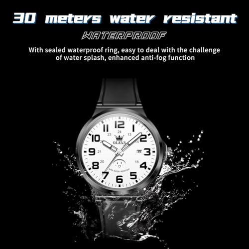 Image of OLEVS Mens Watch Original Easy Read Fashion Analog Quartz Unisex Watches Big Numer Silicone Waterproof Date Sport Watch for Man with Emoji