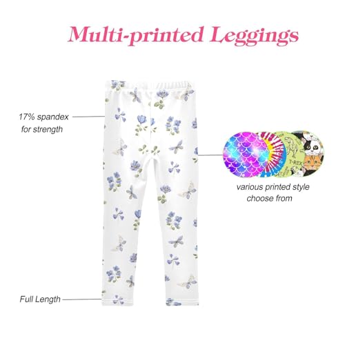 CaTaKu Girls Leggings Wildflower Butterflies Leggings for Girls Kids Athletic Workout Yoga Pants Size 4-10T4