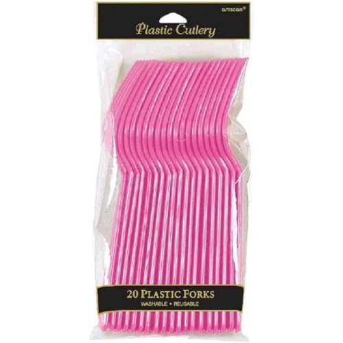 Elegant Bright Pink Plastic Fork (Pack Of 20) - Eco-Friendly, Durable & Eye-catching, Perfect For Parties & Events