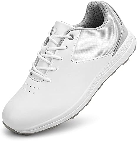THESTRON Women's Golf Shoes Ladies Golf Sports Sneakers Spikes Women Golf Wears Spikeless Girls Golf Walking Sneakers (7,White grey2)