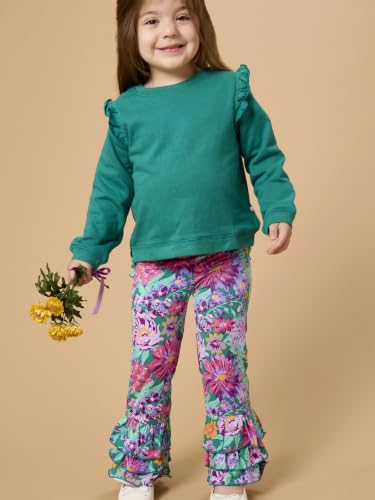 Image of RuffleButts Baby /Toddler Girls Stretchy Flare Pants w /Ruffles