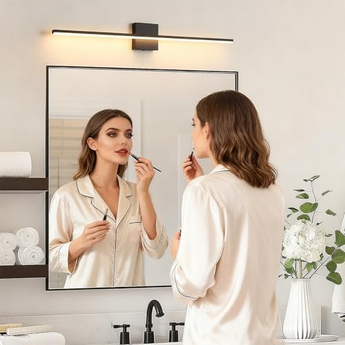 Image of Modern Bathroom Vanity Light 32 Inch, 20W Black Bathroom Light Fixture Over Mirror, Dimmable 5CCT LED Wall Sconce Lighting for Restroom Mirro