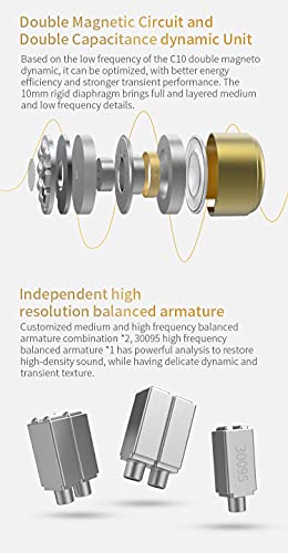 Image of CCA C12 in Ear Monitor Headphones 5BA 1DD Hybrid HiFi IEM Earphones Noise Isolating Stereo Wired Earbuds for Musicians Audiophile Singers DJ