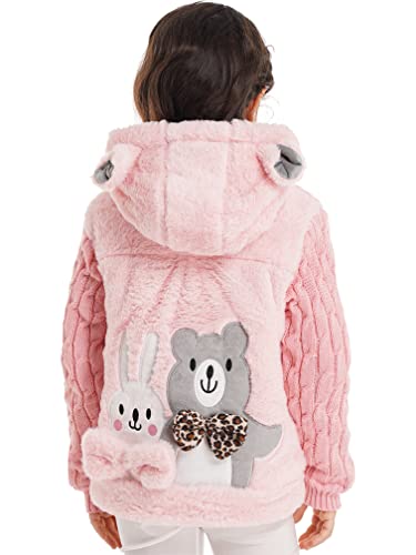Kids Girls Winter Faux Fur Cartoon Bear Hooded Outerwear Fleece Jacket Coat Warm Overcoat4