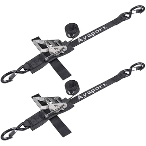 Ayaport Boat Tie Down Straps to Trailer (Stainless Steel Ratchet) 5 Feet, 4400lbs Break Strength Heavy Duty Ratchet Boat Straps, Boat Transom Straps Boat Trailer Accessories for Boating Safety Cover
