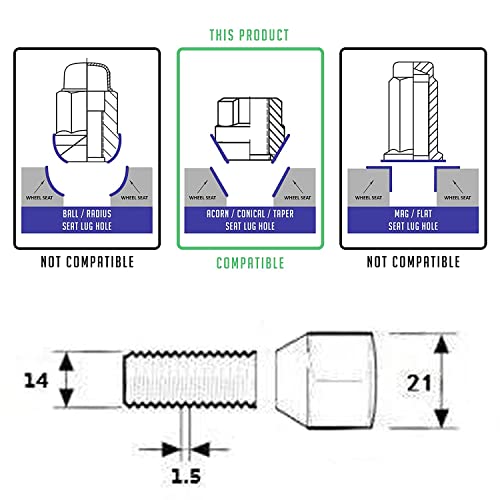 Kikimo Tesla Wheel Locks For Tesla Model S/3/X/Y, Tesla Accessories, Set Of 4 Chrome Cone Seat Wheel Locks For Tesla Model S/3/X/Y Wheels (M14 X 1.5 Thread Size) #TOP5