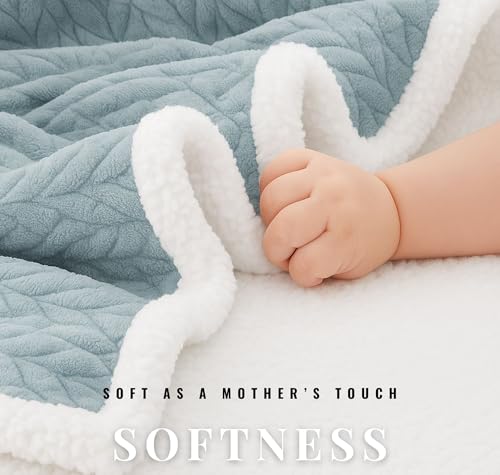 Image of VAS COLLECTIONS Ultra Soft Baby Blanket | Flannel + Sherpa | 2-Layer All-Season AC Sheet for Newborns (0-24 M) - Light Grey