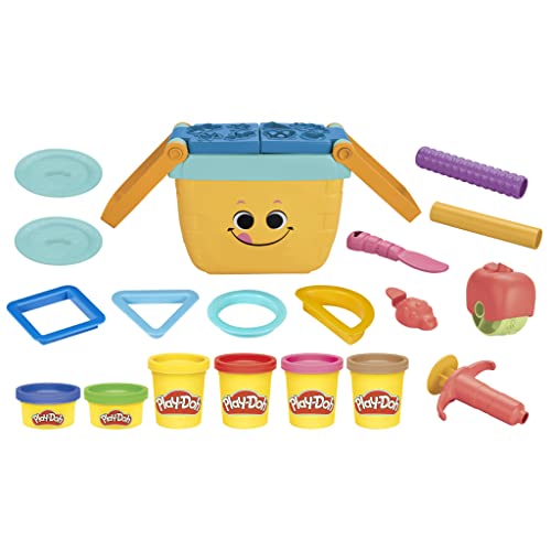 Image of Play-Doh Picnic Shapes Starter Set, Preschool Toys for 3 Year Old Girls & Boys, Preschool Crafts, Play Food, 12 Tools & 6 Modeling Compound Colors