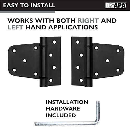 Ilyapa Heavy Duty Self Closing Shed Door Hinges, 4 Pack - Black Square Hinges For Gate, Barn Or Storage Shed #TOP3