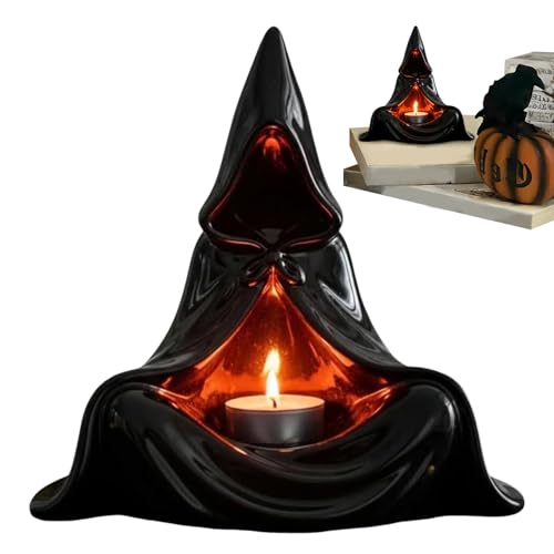 Portavelas Tealight Halloween – Decoración misteriosa para oficina, soporte aterrador para vela, accesorio fantasma | Decoración de hogar embrujada para mesilla de noche, comedor, muebl
