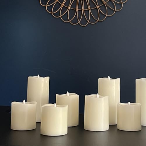 Image of Stonebriar 3 Count Ivory Real Wax 3x8 Flameless LED Pillar Candles with Remote and Timer