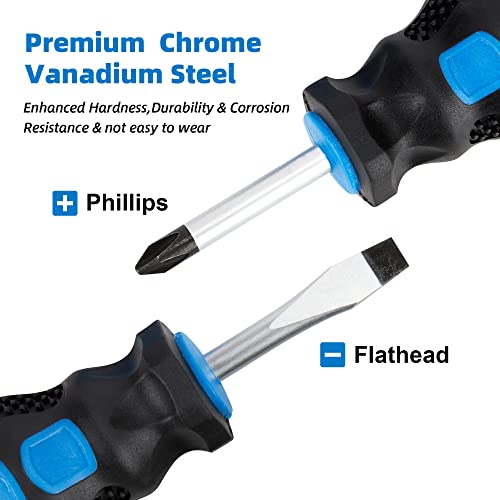 Vheonet Magnetic Screwdriver Set 10 Pcs,5 Phillips 5 Flat Head Precision Screwdriver, Professional Cushion Grip And Non-Slip For Repair Home Improvement Craft, Blue & Black #TOP3