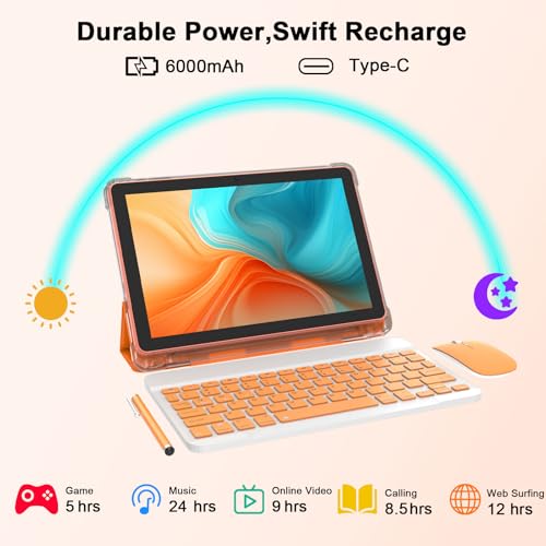 Image of CUPEISI 10 inch Android 15 Tablet, 20GB RAM+128GB ROM /2TB Expandable for Tablet PC, 2 in 1 with Keyboard, 2.0GHz Quad Core HD CPU, Google 5G WiFi 6 BT 5.0 Certified